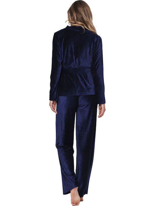 Pastunette Winter Damen Pyjama-Set Marineblau