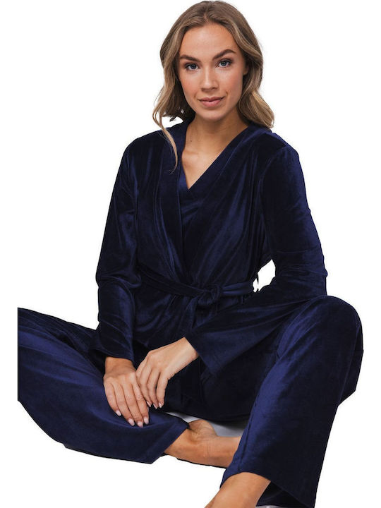Pastunette Winter Damen Pyjama-Set Marineblau
