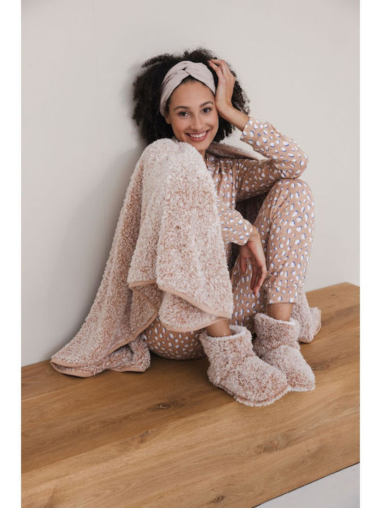Pastunette Winter Damen Pyjama-Set Beige