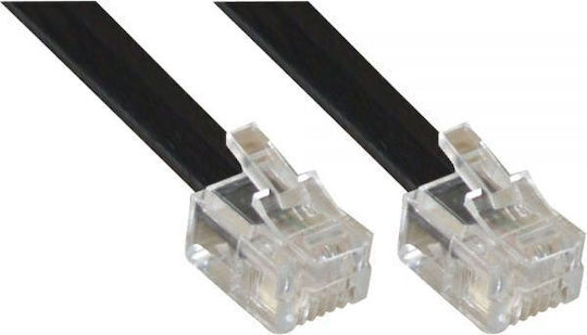 InLine Плоски Телефонен кабел RJ11 6P4C 10м Черен (18840L)