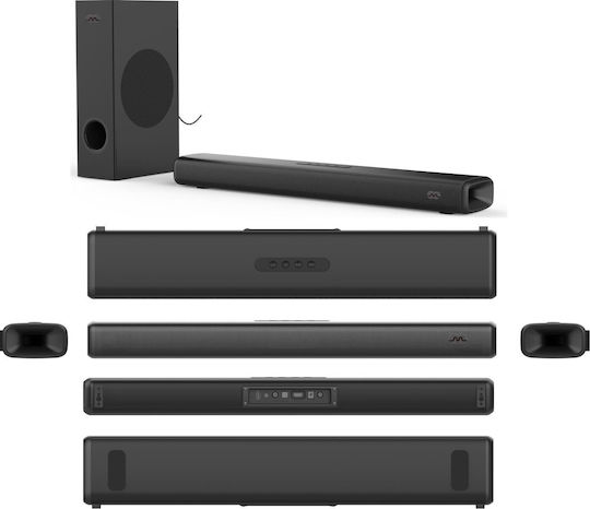 Mozos Theater Саундбар 2.1 Bluetooth и HDMI 100W с Безжичен Субуфер и Дистанционно Черен