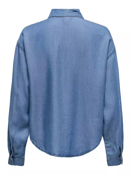 Long Sleeve Women's Denim Shirt Medium Blue Denim