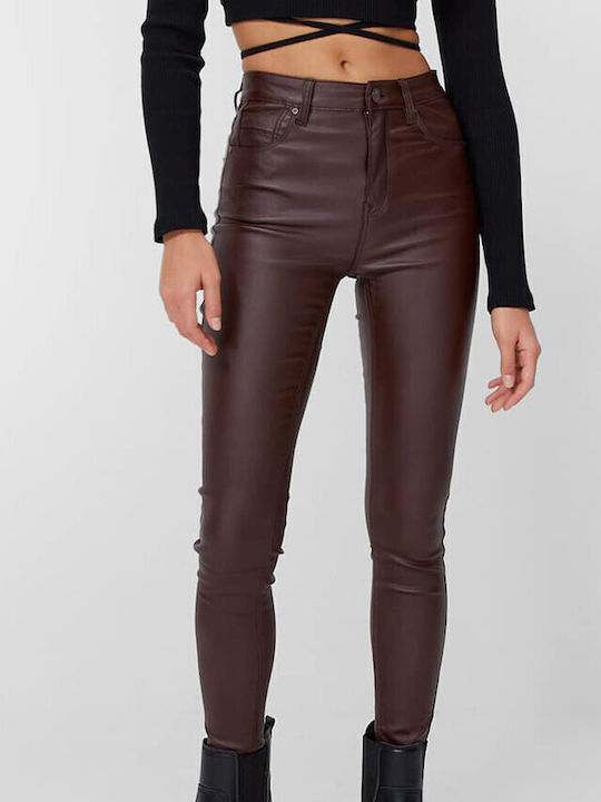 Damen Hoch tailliert Stoff Hose Push-up Rot