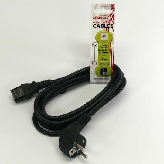Logo Collection Schuko - IEC C13 Cable 3m Μαύρο 65933