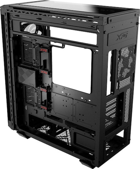 Adata Battlecruiser II Super Gaming Midi Tower Κουτί Υπολογιστή με Πλαϊνό Παράθυρο και RGB Φωτισμό Μαύρο