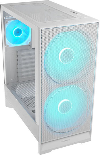 Cougar Airface 180 Геймърско бюро Midi Tower Компютърна кутия със страничен прозорец и ARGB осветление Бял