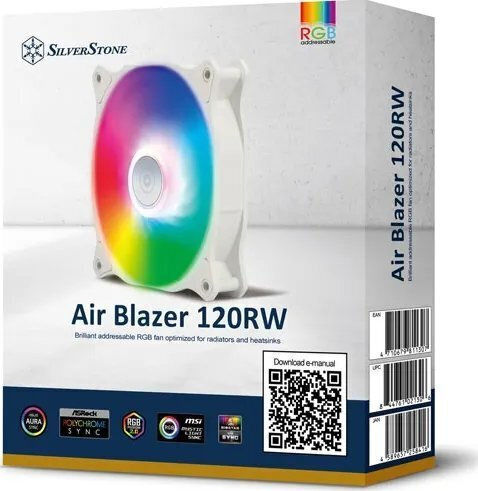 Silverstone Air Blazer 120RW Case Fan (2200rpm / 93.97cfm) with ARGB Lighting and 4-Pin PWM Connection White