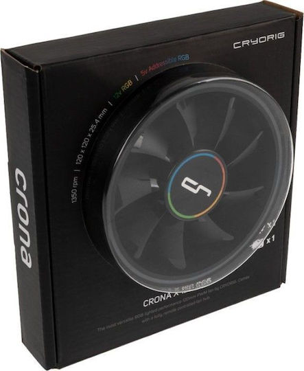 Cryorig Crona S Case Fan 120mm (1700rpm) with ARGB Lighting and 4-Pin PWM Connection