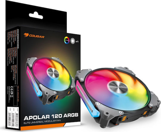 Cougar Apolar 120 Case Fan (2200rpm / 75.38cfm) με ARGB Φωτισμό και Σύνδεση 3-Pin / 4-Pin PWM