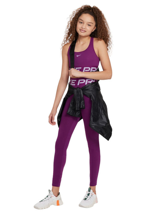Nike Swoosh Pro Kids' Bralette Tank Top Dri-Fit Purple