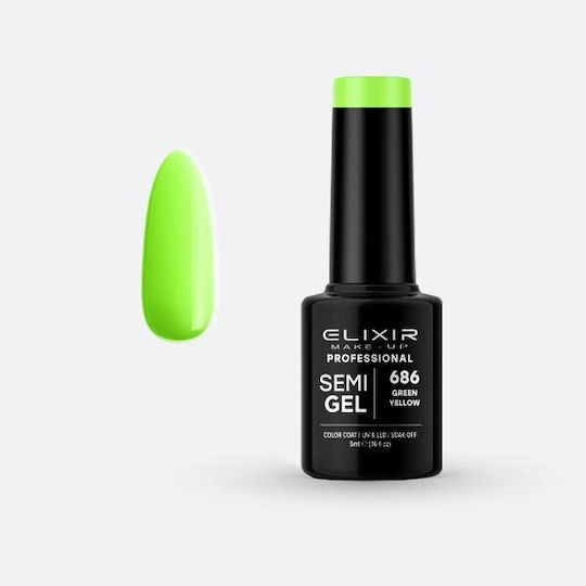Elixir Semi Gel Ημιμόνιμο Βερνίκι Νυχιών 686 Green Yellow 5ml