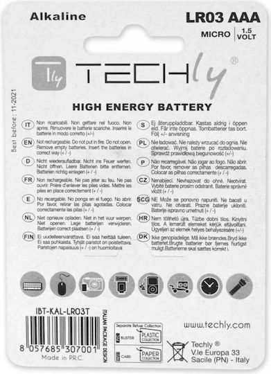 Techly Alkaline Batterien AAA 1.5V 4Stück IBT-KAL-LR03T