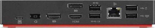 Lenovo Gen 2 Dock / USB-C Docking Station with HDMI/DisplayPort 4K Ethernet and Support for 3 Monitors Black