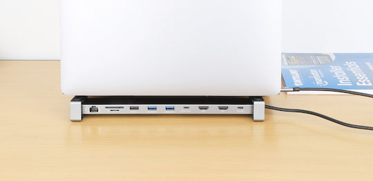 Manhattan USB-C Docking Station με HDMI 4K PD Ethernet και σύνδεση 2 Οθονών Γκρι (190398)