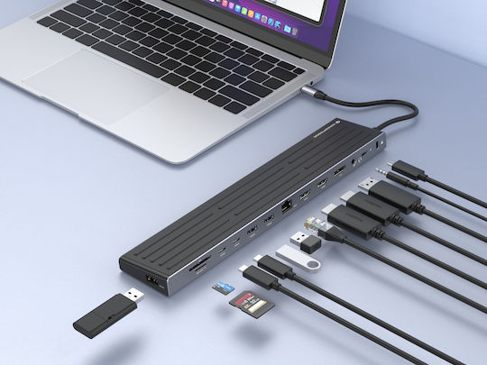 Conceptronic USB-A / USB-C Stație de andocare cu HDMI 4K PD Ethernet Negru (DONN32B)