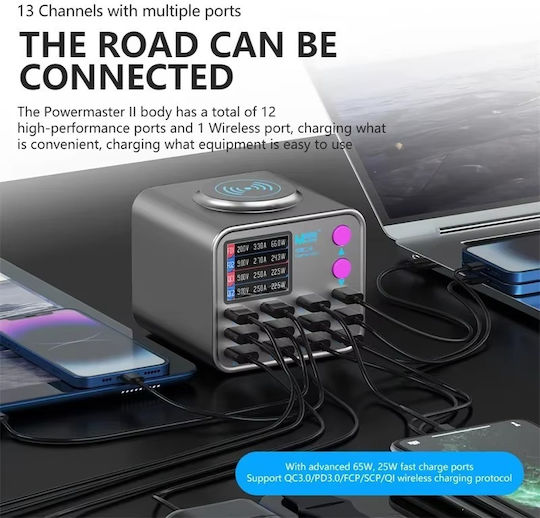 Bench Multi-Charger Maant Dianba 2nd Generation 300w 9 Usb A Ports 3 Usb C Pd Qc Wireless Charging Grey