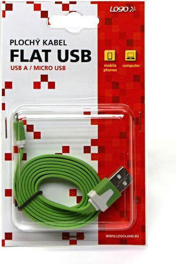 Logo Collection Flat USB 2.0 to micro USB Cable Πράσινο 1m