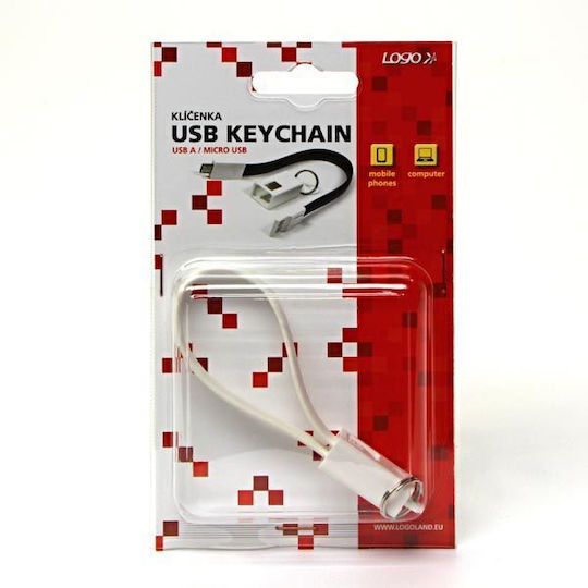 Logo Collection Keychain USB 2.0 to micro USB Cable Λευκό 0.2m
