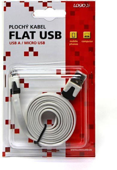 Logo Collection Regular USB 2.0 to micro USB Cable Λευκό 1m
