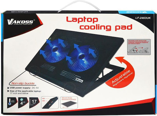 Vakoss Cooling Pad για Laptop έως 17" με 2 Ανεμιστήρες και Φωτισμό (LF-2463UK)