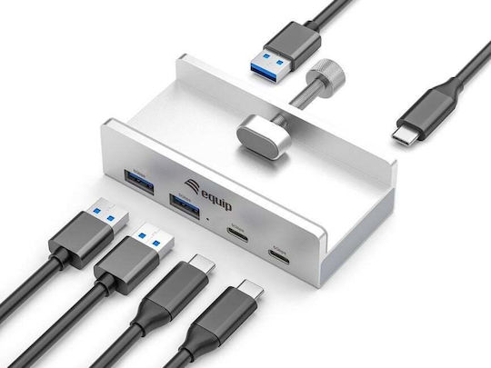 Equip Hub 6 Porturi USB 3.2 Cu Conectare USB-C Argintiu