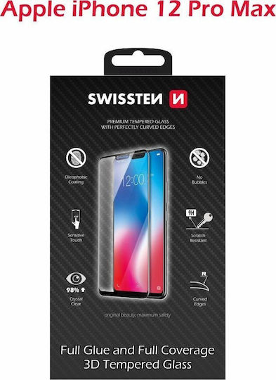 Swissten Ultra Durable Full Face Tempered Glass for Apple iPhone 12 Pro Max Black
