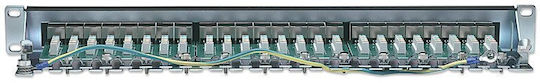 Intellinet Екраниран пач панел за рафт 1U 19" 24 порта cat6 Черен