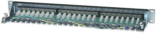 Intellinet Екраниран пач панел за рафт 1U 19" 24 порта cat6 Черен