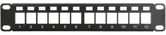 Delta Keystone Patch Panel für Rack 1U 10" 12 Ports Schwarz