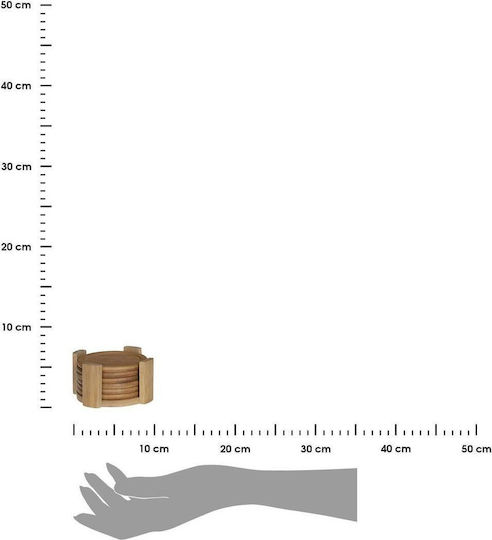 Atmosphera Rund Untersetzer Hölzernes mit Gestell Braun 11.5cm 6Stück