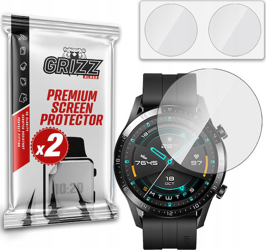 GrizzGlass Hybrid Glass 2pcs Anti-scratch Screen Protector for the Huawei Watch GT2 46mm 2pcs