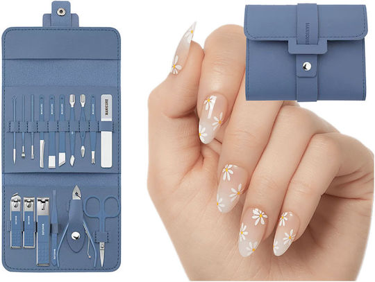 Maniküre-/Pediküre-Set 16 Teile Blaue Tasche 4p-27609