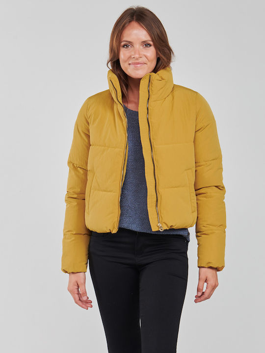 Women's Short Puffer Jacket for Winter Yellow/Honey Mustard