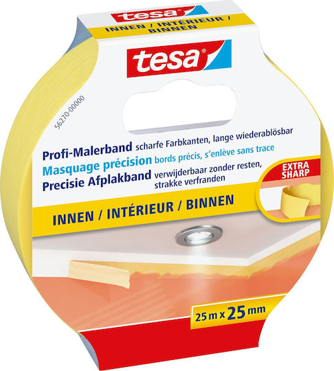 Tesa Masking Tape 25m X 25mm Preci.indoor Yellow 56270