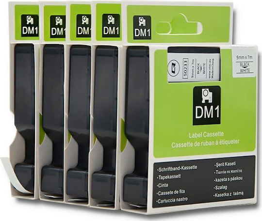Qoltec D1 43613 Ταινία Ετικετογράφου 7m x 9mm σε Λευκό Χρώμα Συμβατή με Dymo D1