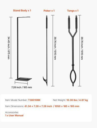 Vevor Fireplace Tongs Black