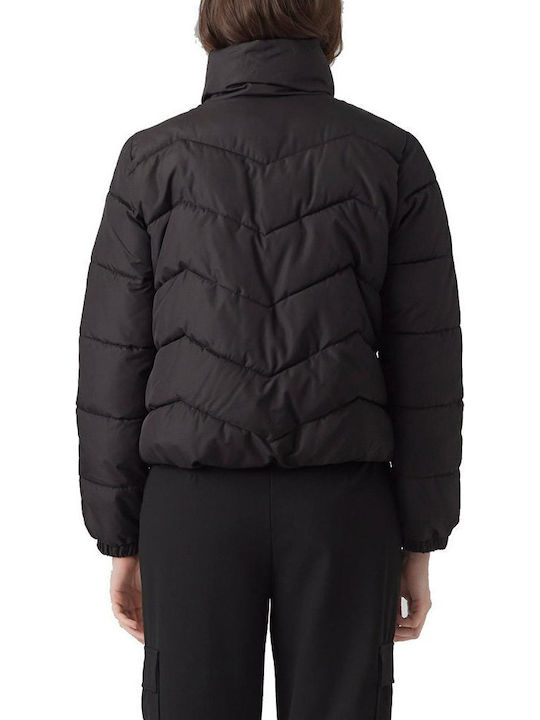 Liga Women's Short Puffer Jacket for Spring or Autumn Black