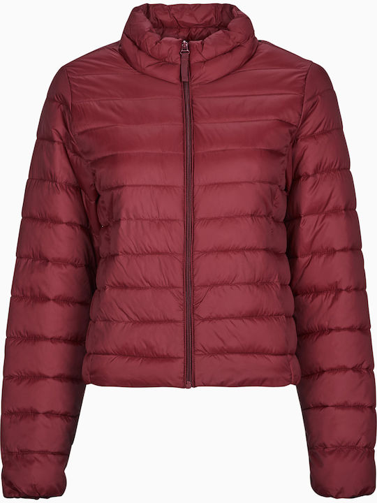 Damen Puffer Jacke für Winter Burgundisch