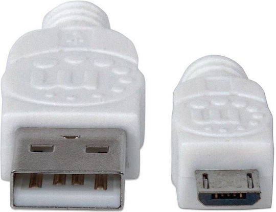 Manhattan Редовна USB 2.0 до микро USB кабел Бял 0.3м (326537) 1бр