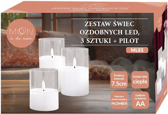 Candle Light Lustră Decorativă Lumânare Alb 3buc