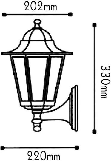 Aca Warden Top Wall-Mounted Outdoor Lighting Lantern E27 IP44 20.2x33x33cm