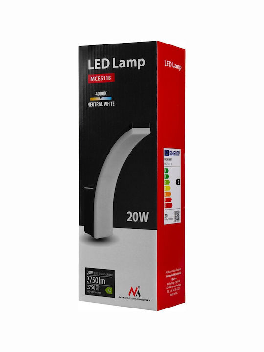 Maclean Energy Iluminat Exterior Montat Pe Perete Spotlight Led IP65 20W Cu Lumină Alb Natural