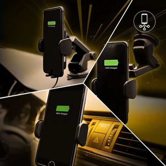 Yenkee Car Mobile Mount with Adjustable Hooks and Wireless Charging Black
