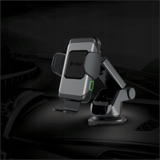 Yenkee Car Mobile Mount with Adjustable Hooks and Wireless Charging Black