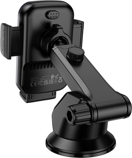 Borofone Car Mobile Mount with Adjustable Hooks and Wireless Charging Black