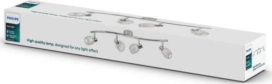 Philips Deltoid Σποτ με 4 Φώτα και με Ντουί G9 σε Ασημί Χρώμα
