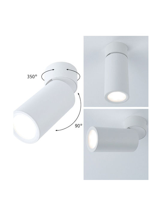 Paulmann 93087 Led Ceiling Light Surface Mount Light Turnal 470lm 3-step-dim Adjustable Round Incl 1x6 Watt Dimmable Ceiling Lamp Matte White Metal 2700 K Coin