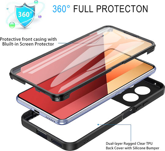 Techsuit ColorVerse 360 Vollschutz Silikon Handyhüllen Set mit gehärtetem Glas Rosa (Redmi Note 13 Pro 4G / Poco M6 Pro 4G)