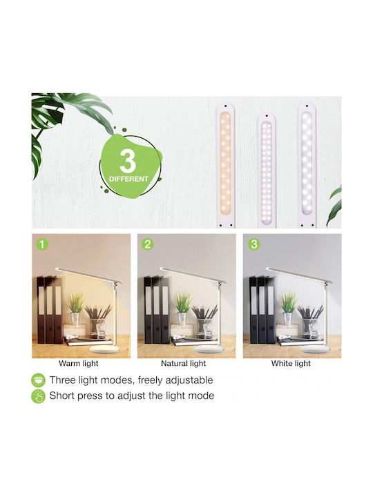 Techly Reîncărcabil LED Lumină de Birou în Culoarea Alb