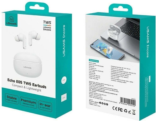 Usams E05 In-Ear Bluetooth-Freisprecheinrichtung Kopfhörer mit Ladeetui Weiß